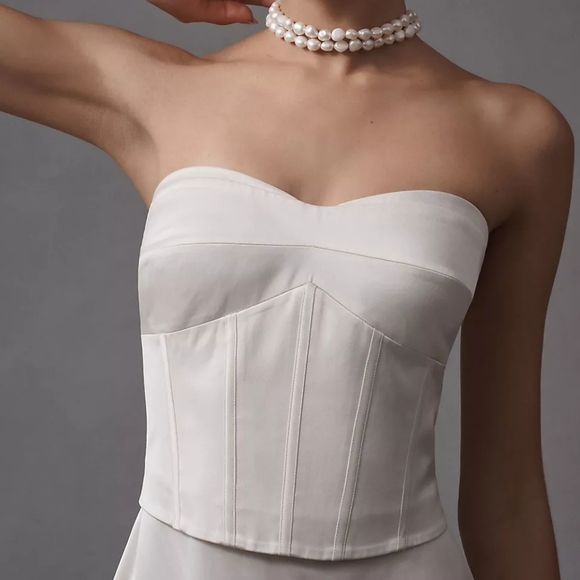 SZ 10 NWT Reformation Ariyah Corset Satin Maxi Dress Off White Wedding - Picture 2 of 15